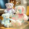 Novo Pluxh Rainbow Teddy Bear Pillow Toys Pluxh Phyled Animal Bonecas de Animal Colorido Urso Belo Presente de Aniversário para Crianças