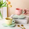 Cups Saucers Nordic Tulip Coffee Cup Set Ceramic Flower And Saucer Reusable Personalized Breakfast Tea Milk Espresso Mug