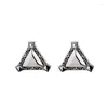 Studörhängen 925 Sterling Silver Geometric Earring for Women Girl Vintage Texture Triangle Design smycken födelsedagspresent