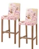 Couvre-chaise Couvre la Saint-Valentin Love Plant Fleurs Bohemia High arrière 2pcs Cover Cuisine Tabouret de bar élastique Sabver