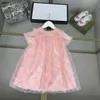 كلاسيكيات Girls PartyDress Kids Designer Clothes Pink Baby Skirt Size 100-160 cm مطرزة تصميم الدانتيل الأميرة فستان 24April