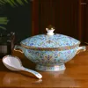 Tazones jingdezhen sopa de cerámica cuenco familia china china bote macizo antiguo phnom penh vajilla con cubierta y orejas