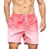 Shorts masculinos de verão masculino atlético de moda atlética praia com gradiente de cordas de cor para colorir para casual