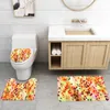 Bath Mats Printed Flannel With Polyester Waterproof Shower Curtain Bathroom Toilet Rug Home Decor Carpet Set