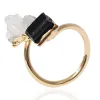 Druzy Crystal Black Tourmaline Open Ring Golden onregelmatige handgemaakte rauwe stenen vinger sieraden verstelbare maat