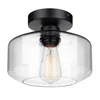 Taklampor Industrial Semi Flush Mount Light Clear Glass Pendant Lamp Shade Farmhouse Lighting For Porch Hallway Kitchen Island
