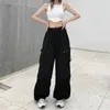 Pantalons de fret à cordon de cordon y2k harajuku streetwear de jambe large lâche