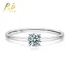 Pabang Fine Jewelry 925 Sterling Silver 4mm Gra Diamond Wedding Engaingement Anniversary Rings for Womenギフト卸売240327