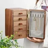 Sieradenboxen Elegant vrouwelijke opslag Organisator 5Drawers sieraden Organisator houten kettingring opbergdoos unieke thuisorganisator