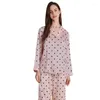 Vêtements à la maison Femmes Sleepwear Sweet Pink Polka Dot 19 Momme Momme Véritable Silk Pajamas Sets Pajamas 2024 Spring Autumn S38013QM