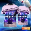 Summer Mens T-shirt Nom personnalisé Nom Purple Skull Bowling 3D Cadeau de tshirt décontracté unisexe pour les amoureux du bowling DW207