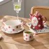 Ciotole rosa carino piccolo fungo caffè tazza da tè pentole pomeridiane ceramiche ceramica set piccola ciotola fresca e doppia a orecchio doppia