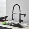 Robinet de cuisine LED Spring Tirez vers le bas du bec pivotage Spring Taps Taps Perk Mount Brass Cold Hot Water Mixer Washing Tobus Crane