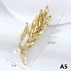 Luxury Rhinestone Golden Yellow Wheat Ear Brooch Collar Pins For Suit Shining Women's Party Brosches Jewelry Suit Accessor