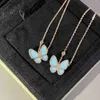 Collier de créateur de marque Vancelfe High East Pure Silver Precision Edition Turquoise Edition Blue Butterfly Collier Trendy Designer Brand Beld