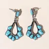 Boucles d'oreilles en pendaison fausse Turquoise Stud Elegant Waterdrop pour femmes Prom anti-allergie léger