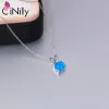 CINULY AUTHENTIQUE.Solid 925 STERLING Silver Pendant créé Blue White Fire Opal en gros pour les femmes Jewelry Pendant SP007-08