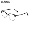 Lunettes de soleil Frames Benzen Alloy Lunes Frame Men Square Myopie Prescription Eyeglass Half Rim Optical Male Eyewear 5792