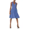 Verbluffende jurk De populatie dames catalina mouwloze fit flare midi -jurk - elegante solide kleur voor elke gelegenheid