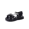 Sandals Girls 2023 Summer New Middle and Big Childrens Beach Shoes Little Girl Pearl Lace Princesa H240411