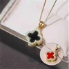 New niche diamond set four leaf clover necklace clavicle chain small fragrance double-sided fritillary Qixi gift party wedding jewelry A125