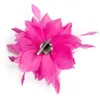 Nobility Rose Red Feather Flower Corsage Hair Clip for Women Brooches Lapel Pins Dresses Millinery High Quality Plumes Headpiece