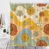 Shower Curtains Hand Drawn Cartoon Sun Flower Curtain Color Creative Printing Kid Bathroom Decor Fabric Accessories Set