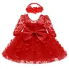 3 6 9 12 18 24 Months born Dress Flowers Mesh Fashion Party Little Princess Baby Dress Christmas Birthday Gift Kids Clothes 240329