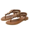 Sandálias de verão quente sandálias Bohemian Roman Flat Bottom Sapatos de praia Sandles Saltos Flip Flop 240228