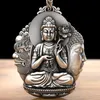 Bocai S999 Sterling Silver Pendant 2023 Popular Life Guardian Un pensiero al Buddha Devil Argentum Amulet Jewelry for Men Women