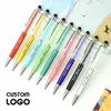 Benutzerdefinierte Logo Diamond Metal Ballpoint Pen Personalisierte Lasergravur Name Schullehrer Geschenke Touchscreen -Stifte Bürozubehör