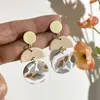 AENSOA Handmade Abstract Pattern Polymer Clay Earrings for Women Beige Acrylic Geometric Clay Drop Earrings Unusual Jewelry 2023