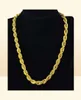 Hip Hop 24 Inches Mens Solid Rope Chain Necklace 18k Yellow Gold Filled Statement Knot Jewelry Gift 7mm Wide211W7156318