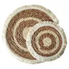 TABLEAU TABLE TOVÉ JUTE PLAQUE PLAQUE ROND THERMAL FAIT FAIT FAIT FAIT ISOLAGE MATE DE LACE TYPHA Japonais Typha