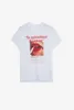 Zadig Voltaire 2024 Summer Women Flame Red Lips Smoke3DデジタルプリントTシャツPure Cotton Women's White Round Neck短袖Tシャツトレンディカジュアルティートップス