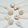 Cinture cinture in vita perla fibbie oro e argento fibbie con fibbia elastica di strass cintura per donne ragazze utu026