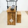 Table de Guqin antique avec banc en bois massif Paulownia gu qin stand de résonance Portable chinois Sinology Desk Table