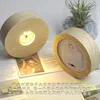 10 cm Circle Wood LED -lamphållare AAA -batteriet drivs 3D Tabellnatt Lampbasdisplay Stand för kristallharts Konstprydnader