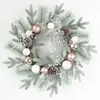 Decorative Flowers Christmas Wreath For Front Door Upside Down Milky White Pine Cones Winter Garland Home Holiday Decor