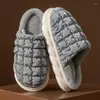 Slippers Splipproof Cotton Female Classic Grid avec 2024 Hiver mignon maison intérieure épaissi des chaussures de nuages chauds épaissis