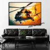 빈티지 현대 헬리콥터 선셋 조경 항공기 전투기 전투기 예술 포스터 캔버스 그림 벽 인쇄 그림 방 집 장식