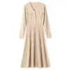 Casual Dresses Ladies 'Autumn Heavy Wool Dress Elegant Winter Soft Mid Length Long Sleeve Underlay Design Sense tröja