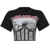 Camisetas com painéis de malha de grife feminino Casual Casual Crew pescoço de manga curta Tops