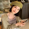 Boinas de malha de lã de lã coreana grande circunferência da cabeça faz o rosto parecer menor pintor de boina no chapéu japonês na moda