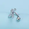 Cross Belly Button Rings Curved Barbell Navel Piercing for Women Zircon Stainless Steel Bar Sexy Belly Ring Body Jewelry 14G