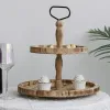 Multifunctionele ronde houten 2-laags serveerschaal Stand Cake Candy Snack Dessert opslag voor thuistafel decoratief