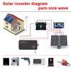 Inverterare DC 12V 24V 48V 60V 72V till AC 110V 220V spänningstransformator EU Socket 2000W Pure Sine Wave Converter Car Solar inverter