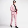 新鮮なピンクの男性スーツTwopiecesjacketpantsセットスリムフィッティングエレガントなファッション高品質の男性フォーマル衣類240407
