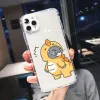 Cute Dinosaur Couple Phone Case For iPhone 13 14 11 12 Pro MAX XS X XR 15 8 7 Plus Animal Cat Mouse Shockproof Soft Cover Shell