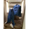 Kvinnors kostymer Blazers Autumn/Winter Trendy Cool Diamond Inbäddning Design Löst smal denimjacka+denim raka benbyxor set